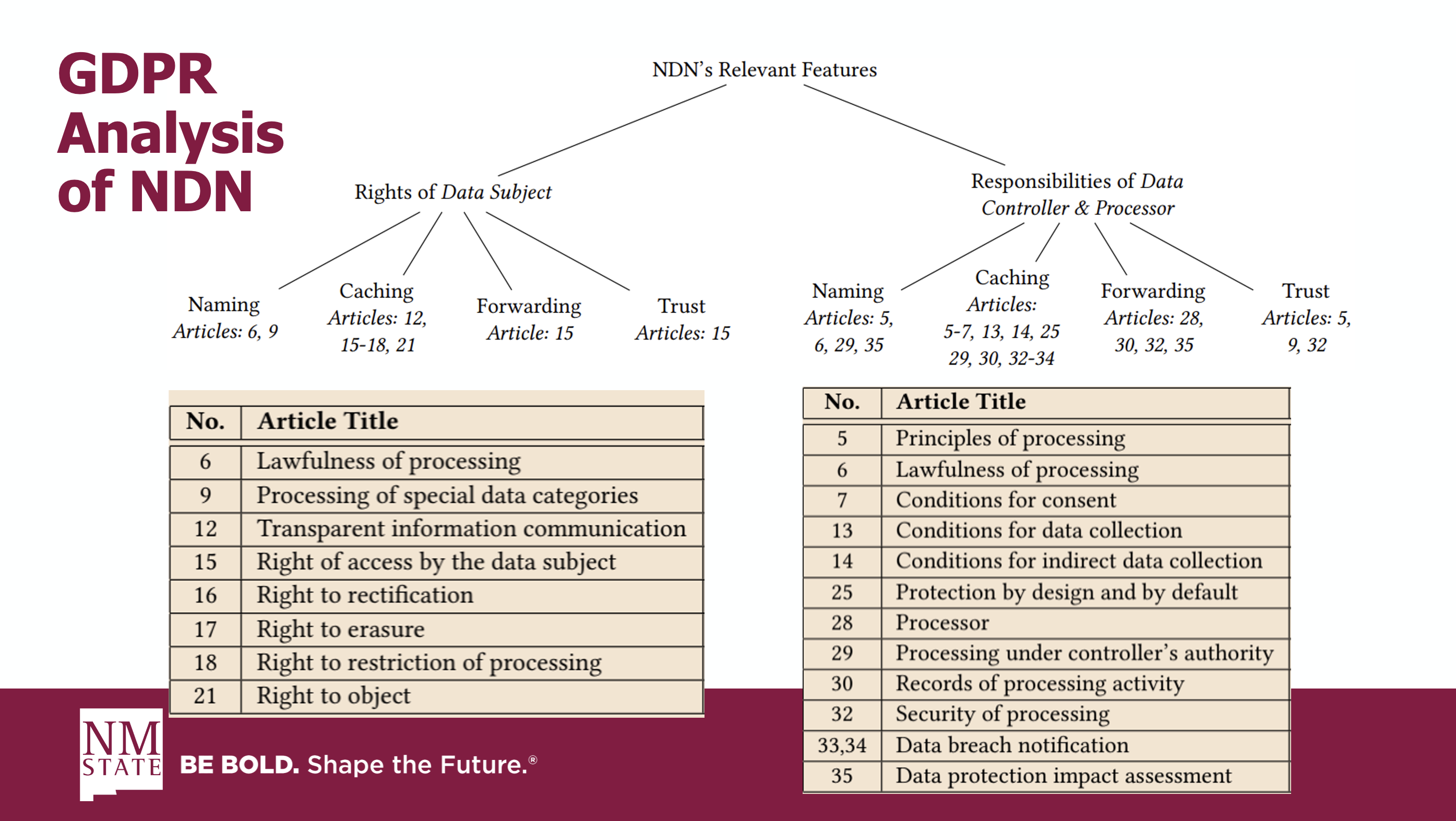 GDPR Analysis of NDN